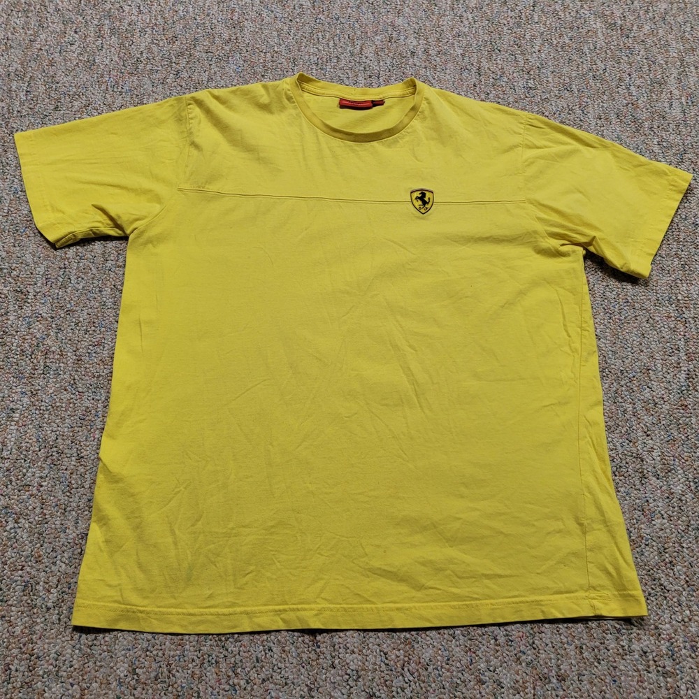 Ferrari Mens Yellow Short Sleeve Scuderia Shield Logo Racing T-Shirt XXL - Picture 1 of 16